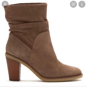 EUC Vince Camino Parka Bootie, Midnight Taupe suede, size 9